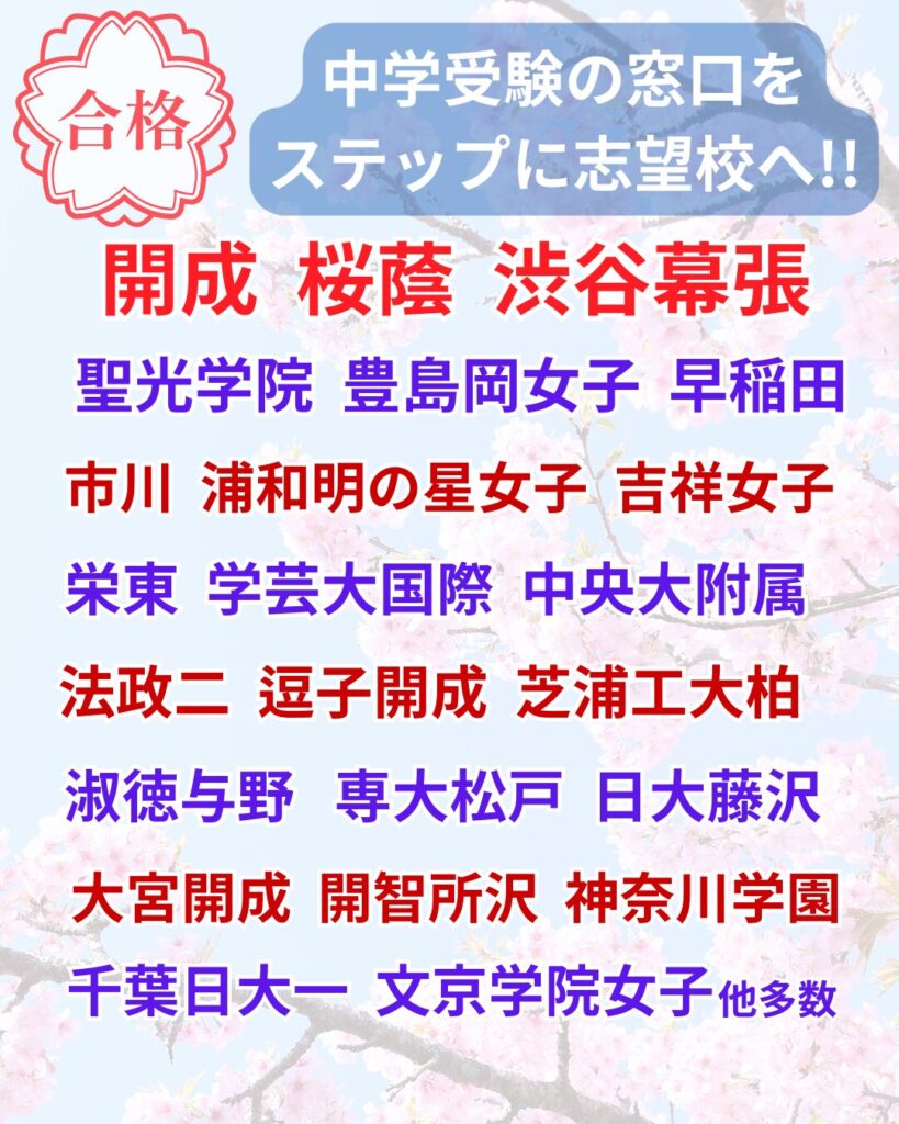 中学受験の窓口 合格実績